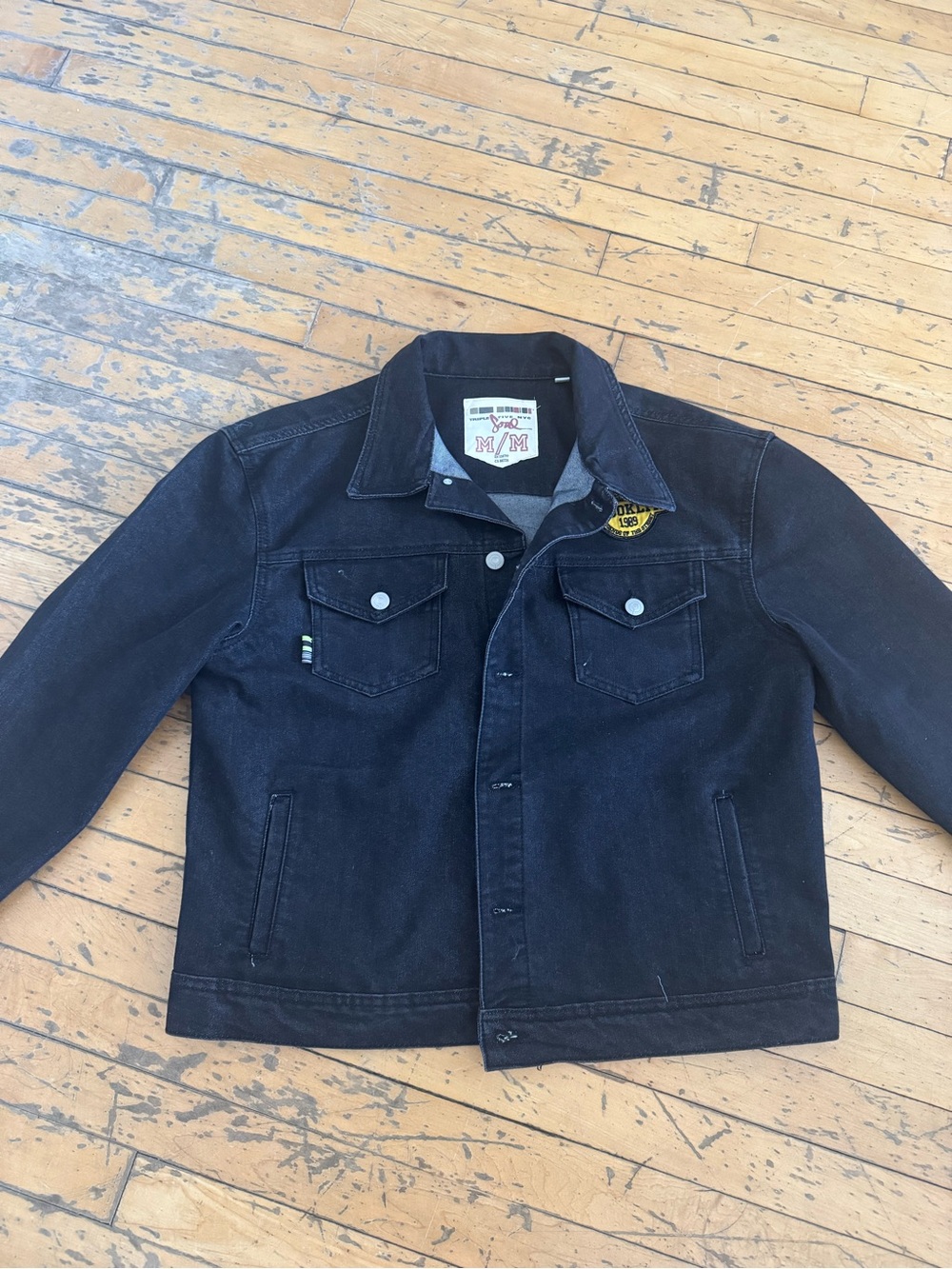 Men's Black Denim Jacket by Triple 5 Soul